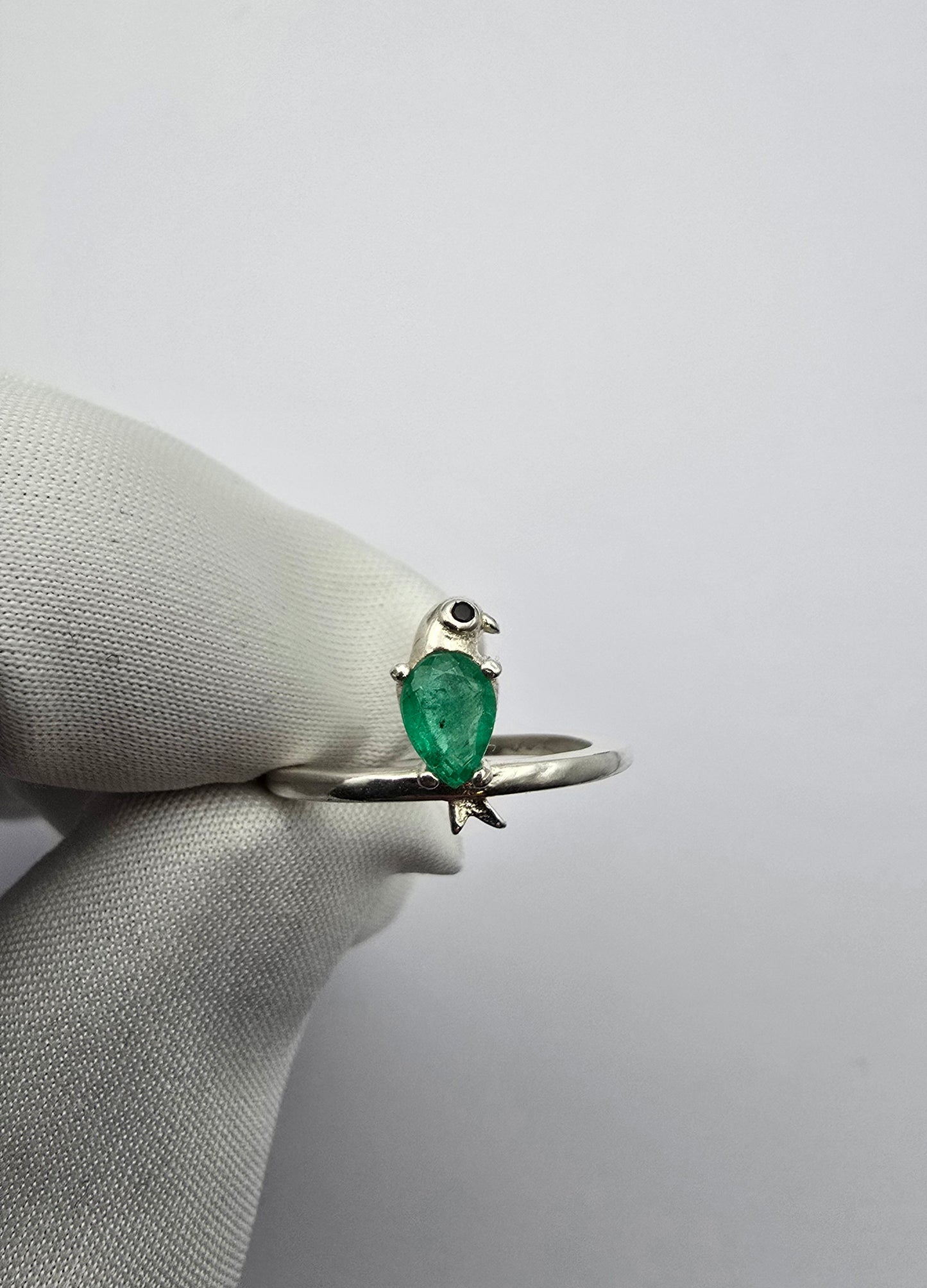 Bague argent 925 emeraude colombienne naturelle