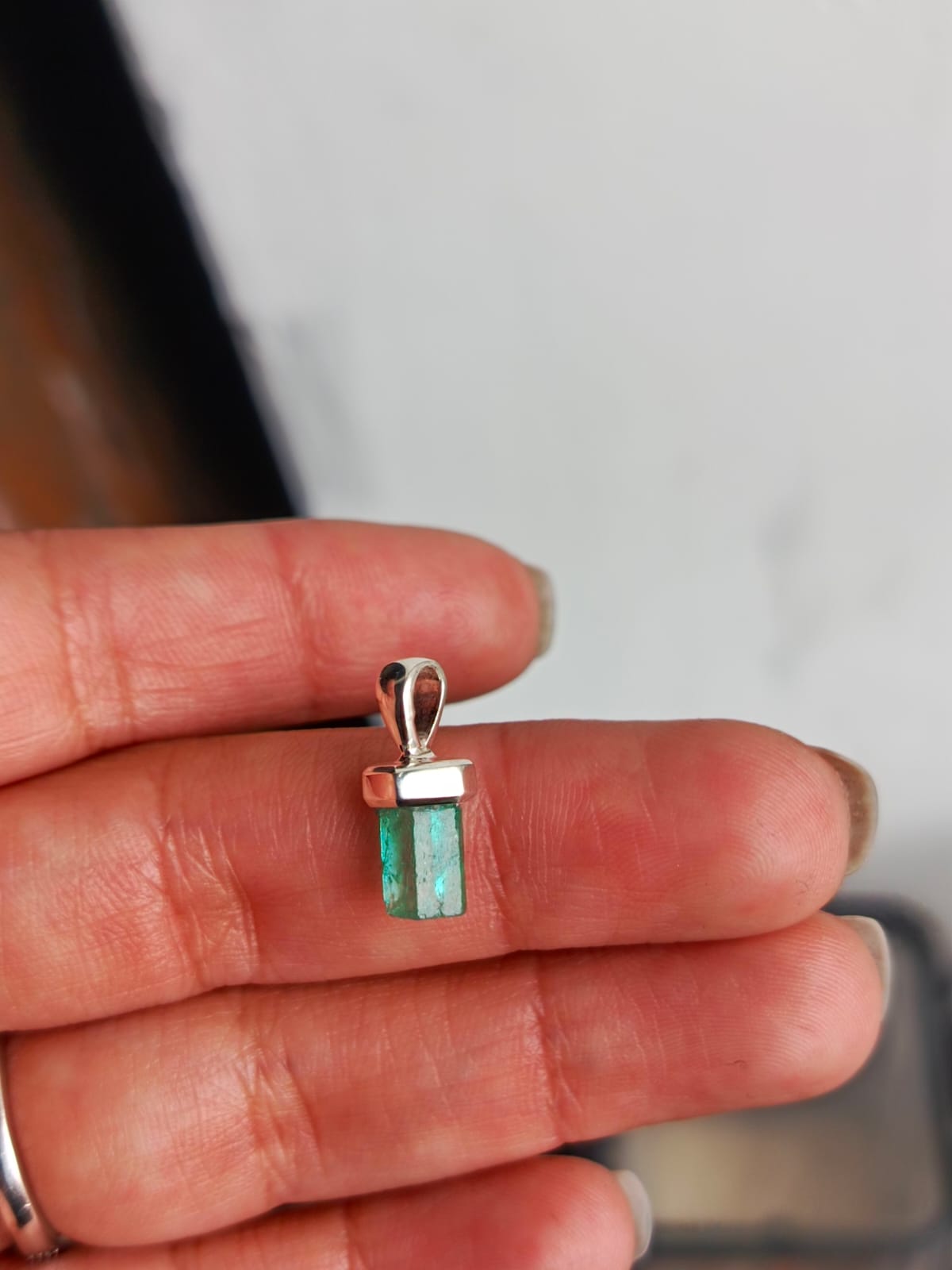 pendentif émeraude argent 925
