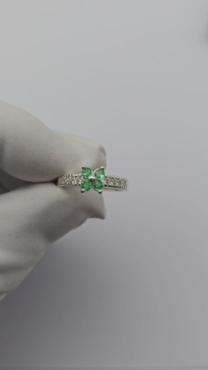 Bague argent 925 emeraudes colombiennes