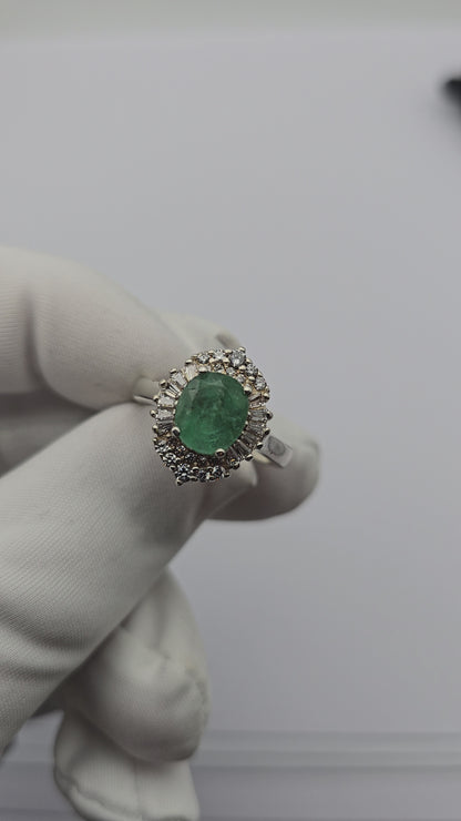 Bague argent 925 emeraude colombienne naturelle