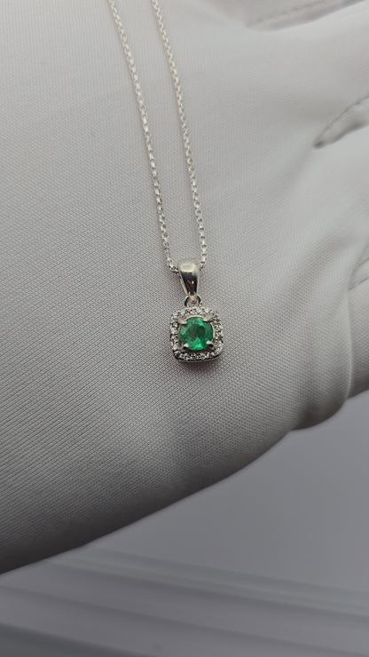 Collier argent 925 Emeraude Colombienne