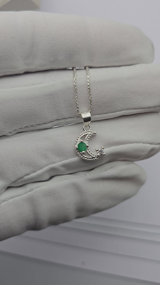 Pendentif argent 925 emeraude colombienne naturelle