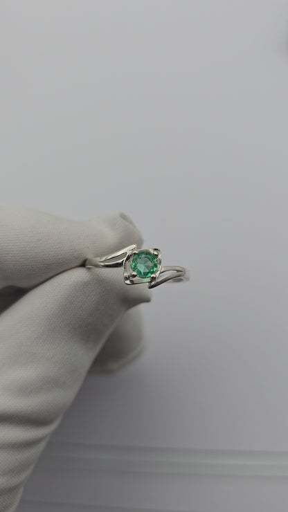 Bague argent 925 emeraude colombienne naturelle