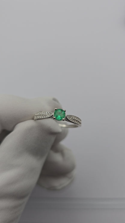 Bague argent 925 emeraude colombienne naturelle