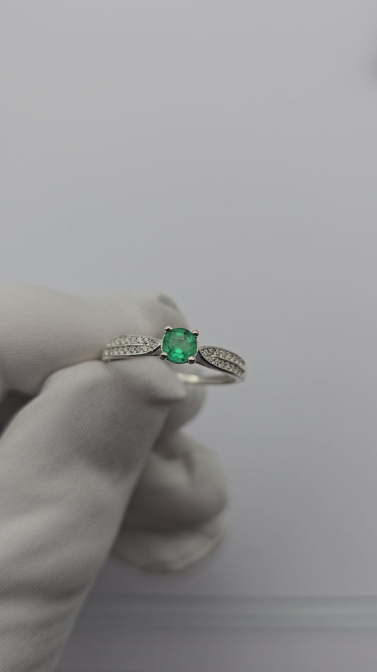 Bague argent 925 emeraude colombienne naturelle