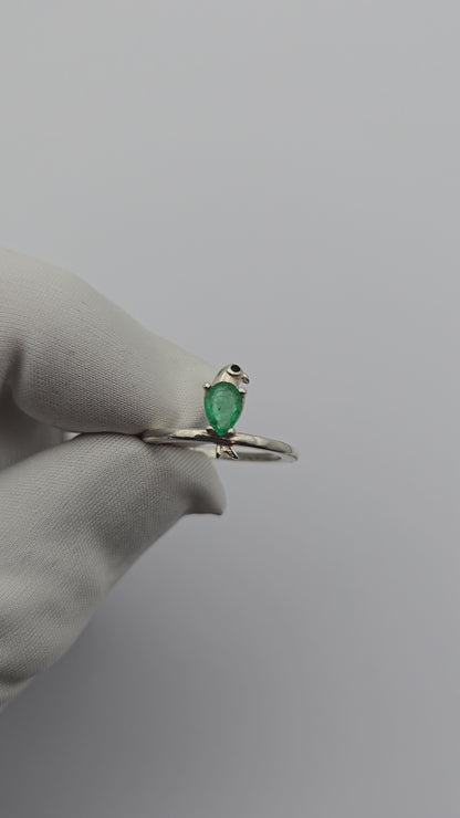Bague argent 925 emeraude colombienne naturelle