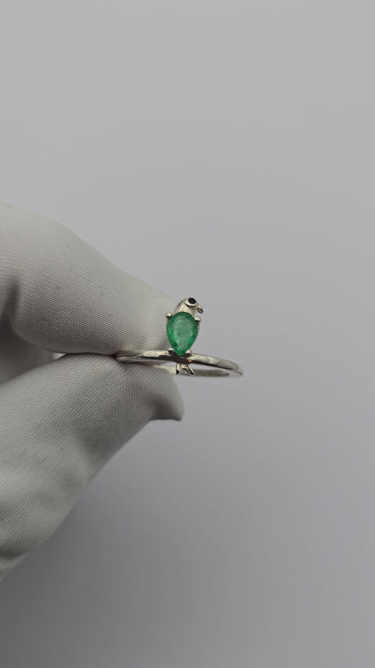 Bague argent 925 emeraude colombienne naturelle