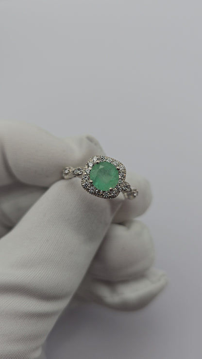 Bague argent 925 emeraude colombienne naturelle