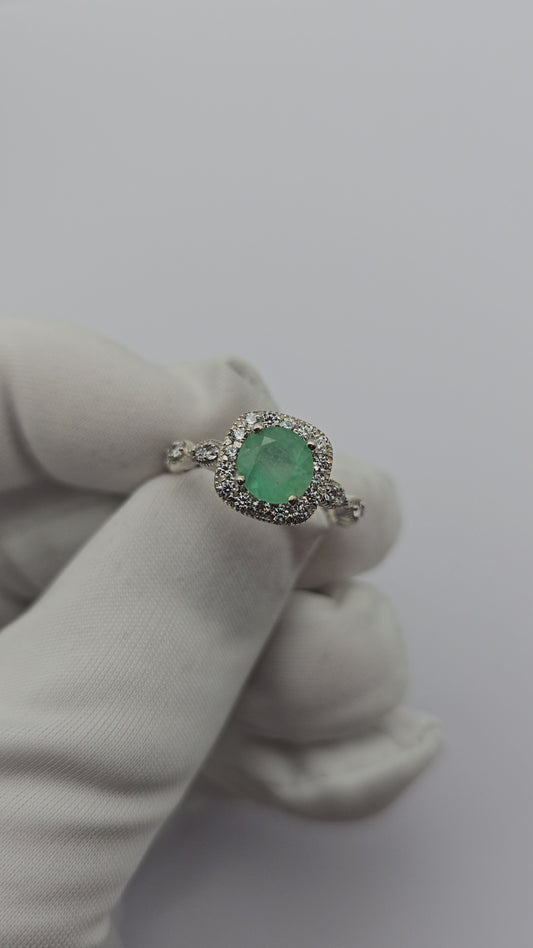 Bague argent 925 emeraude colombienne naturelle
