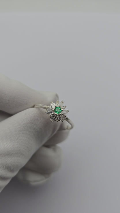 Bague argent 925 emeraude colombienne naturelle