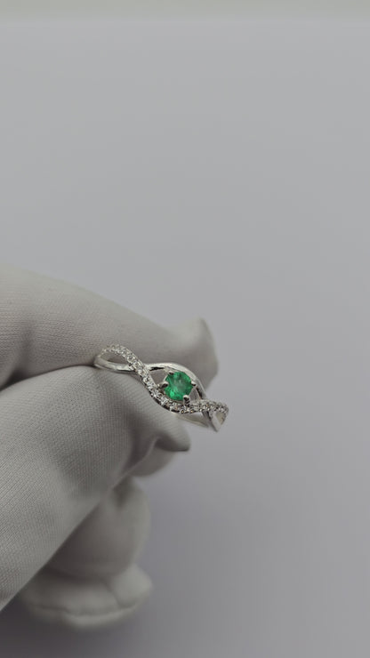 Bague argent 925 emeraude colombienne naturelle