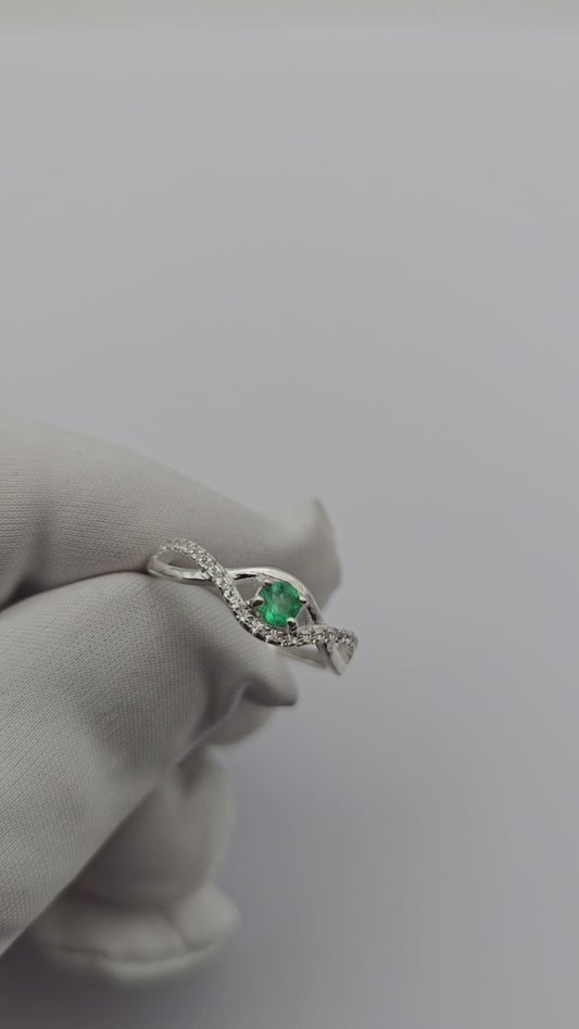 Bague argent 925 emeraude colombienne naturelle