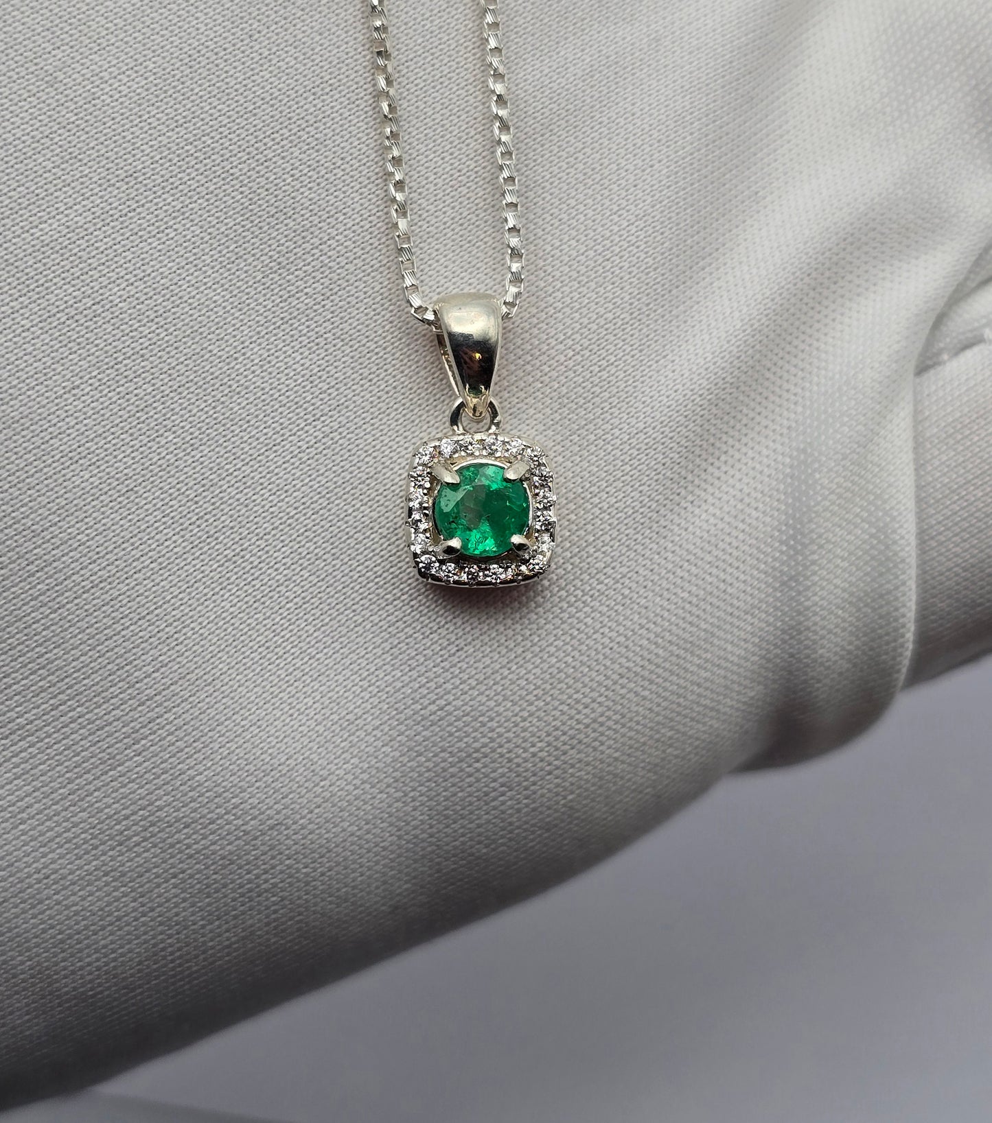 Collier argent 925 Emeraude Colombienne