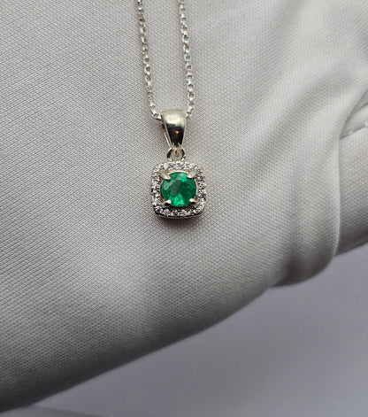 Collier argent 925 Emeraude Colombienne