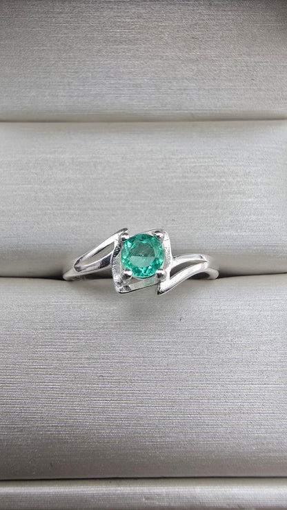 Bague argent 925 emeraude colombienne naturelle