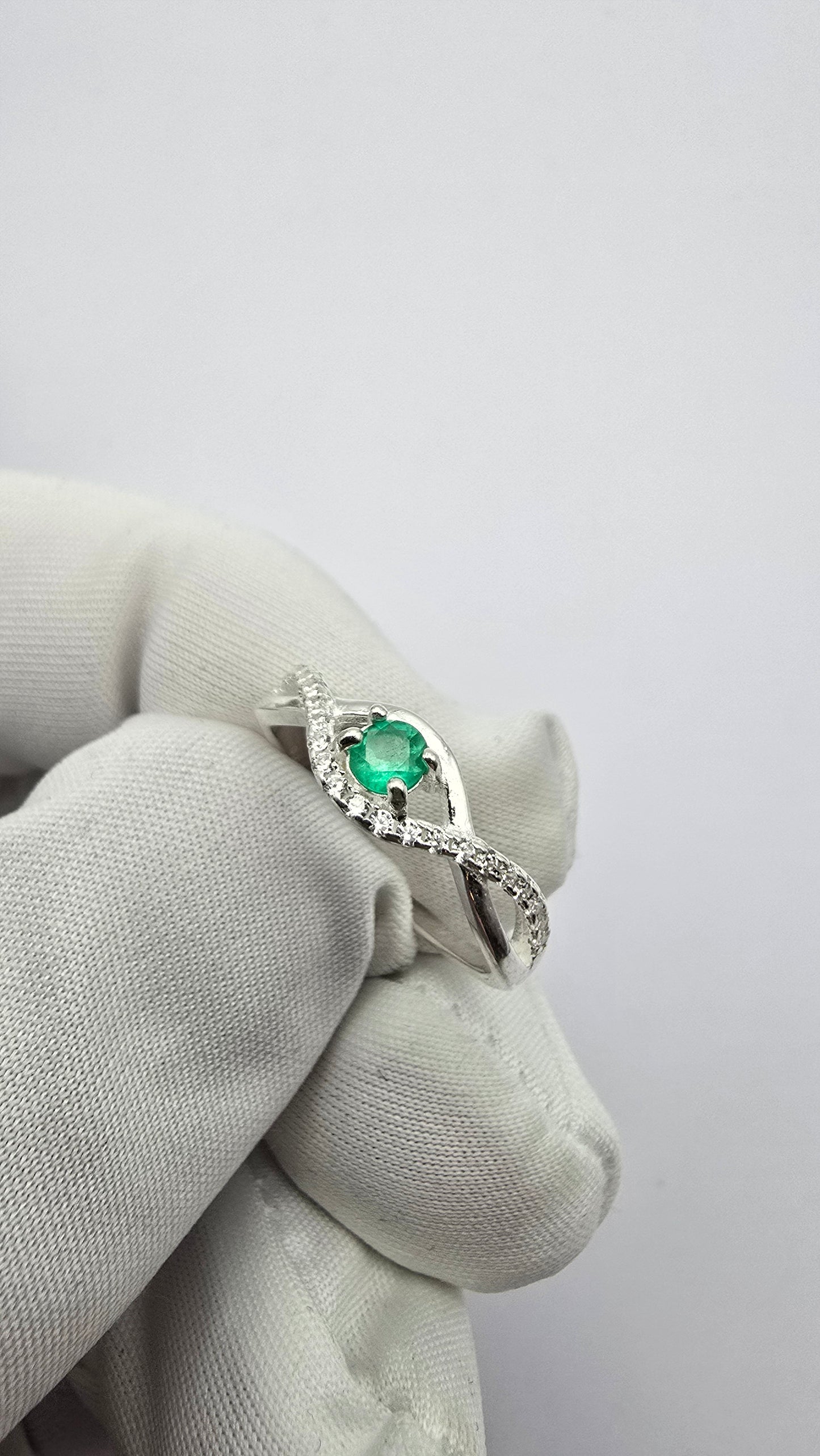 Bague argent 925 emeraude colombienne naturelle