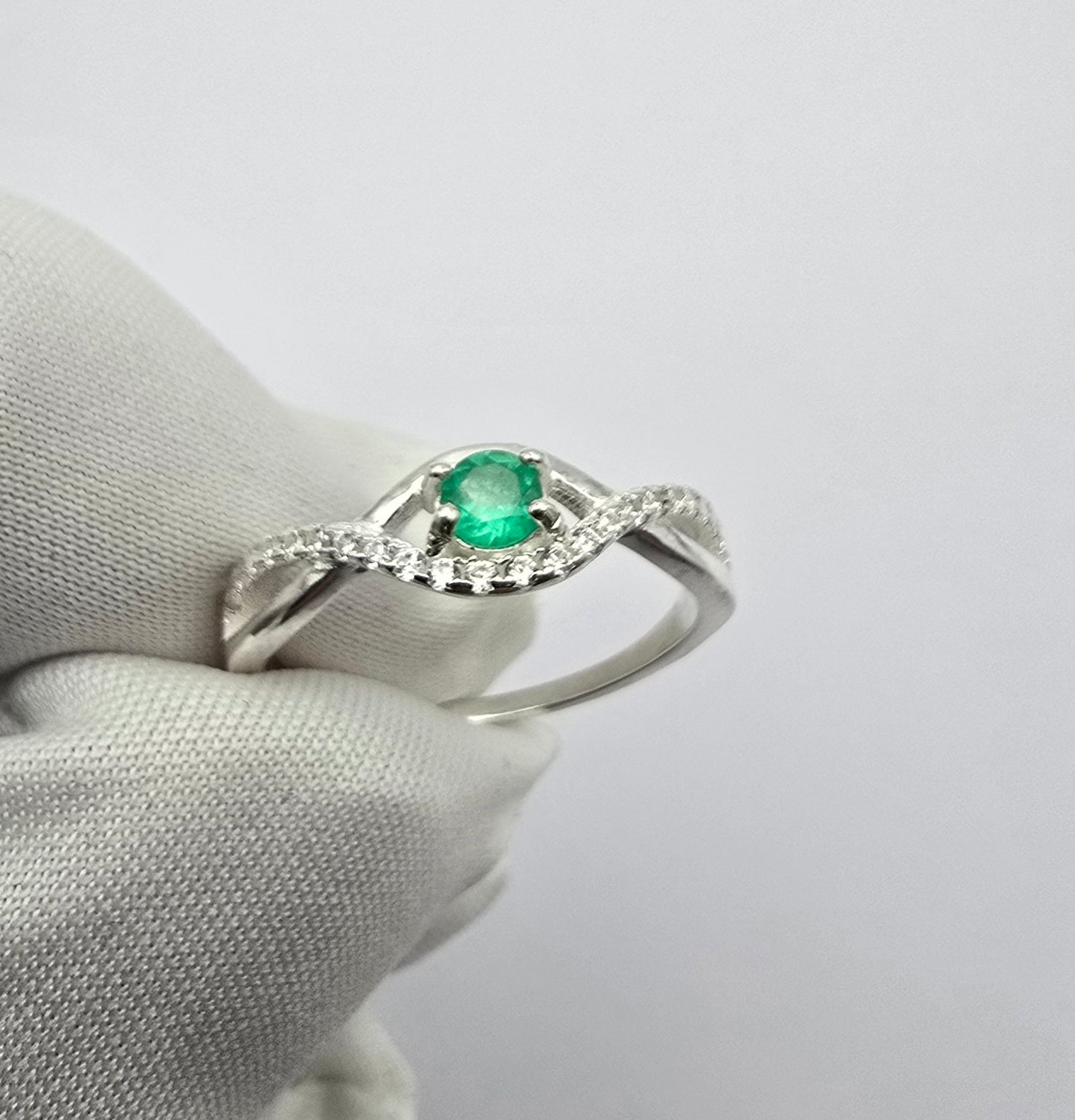 Bague argent 925 emeraude colombienne naturelle