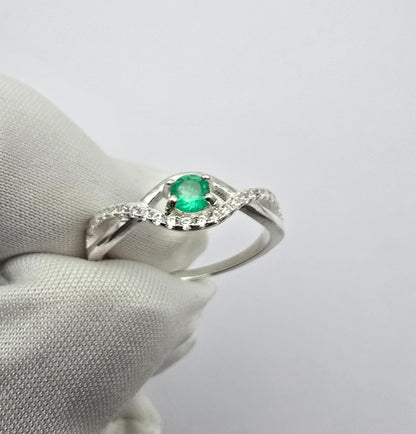 Bague argent 925 emeraude colombienne naturelle