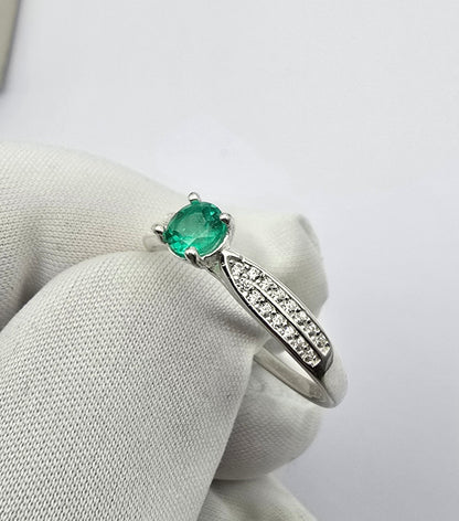 Bague argent 925 emeraude colombienne naturelle