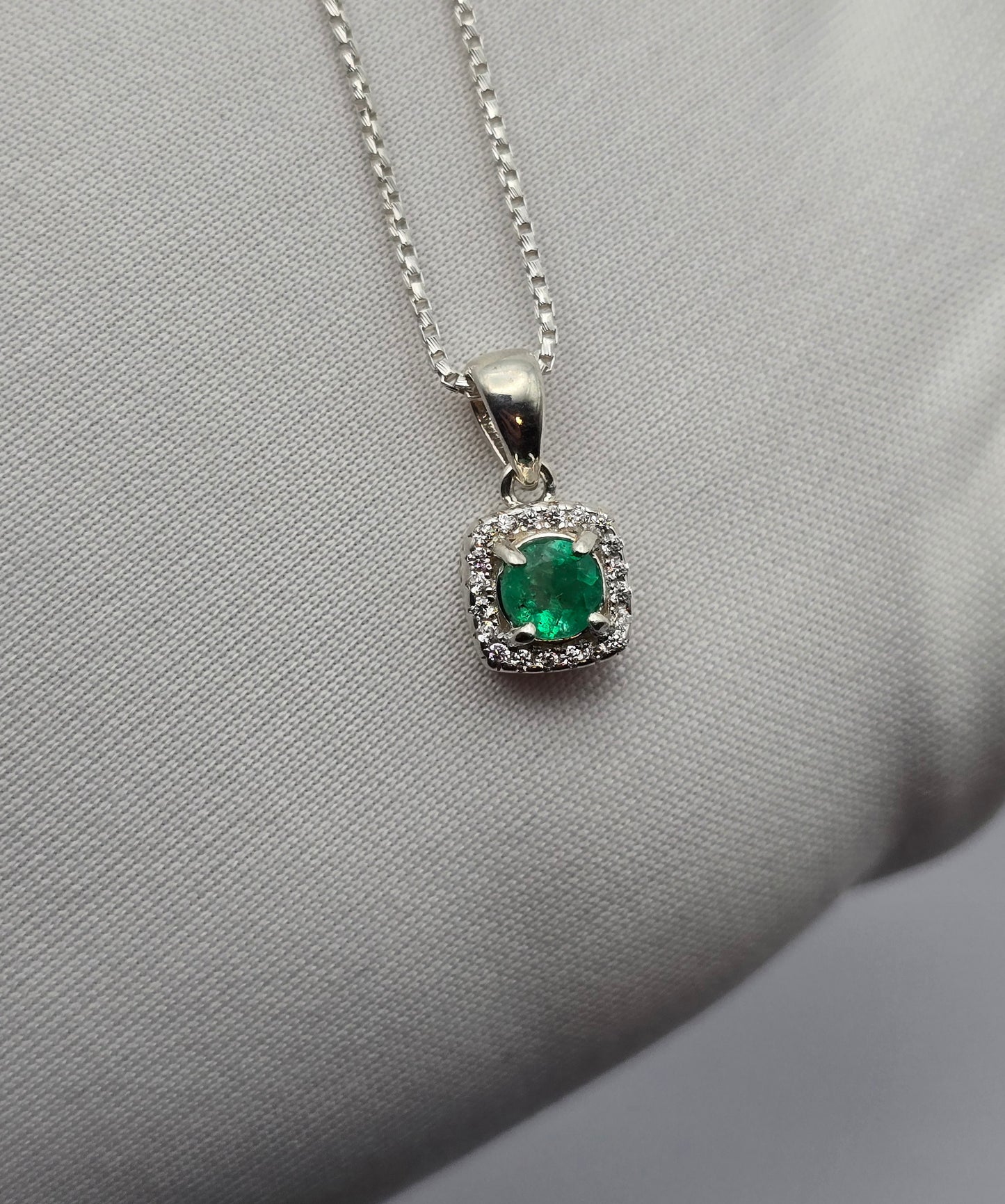 Collier argent 925 Emeraude Colombienne