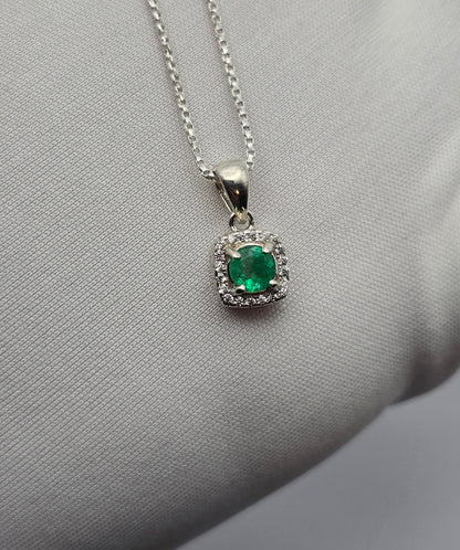 Collier argent 925 Emeraude Colombienne