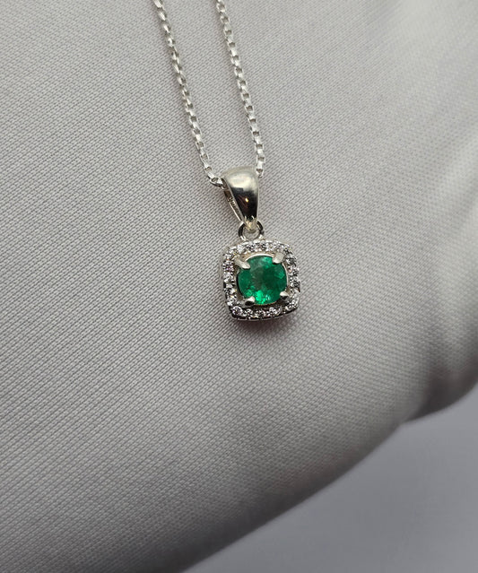 Collier argent 925 Emeraude Colombienne