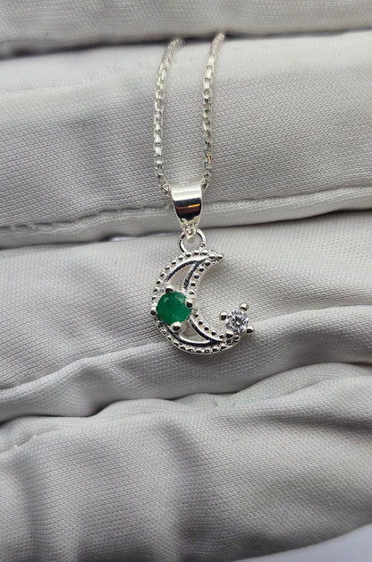 Pendentif argent 925 emeraude colombienne naturelle