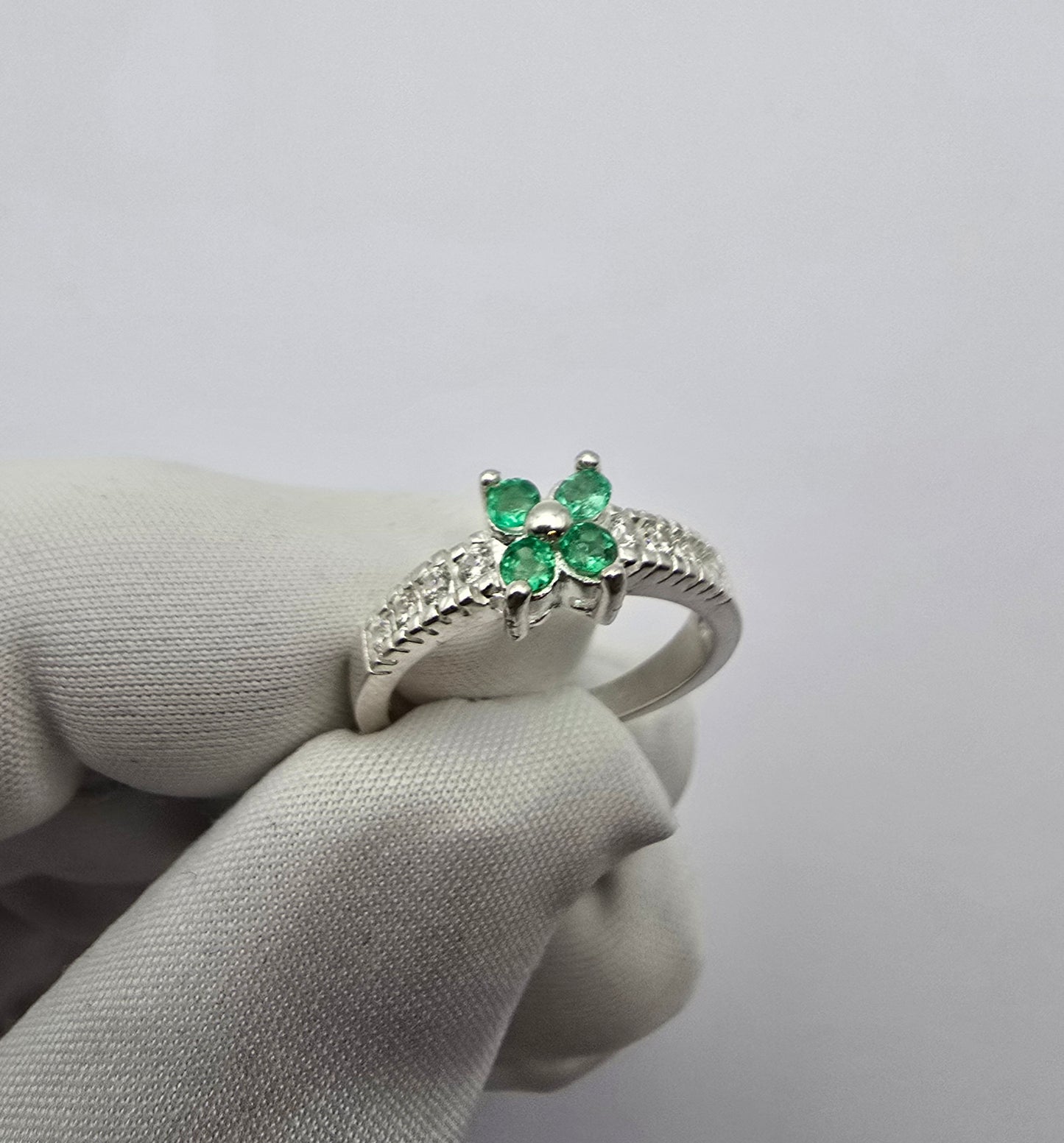 Bague argent 925 emeraudes colombiennes
