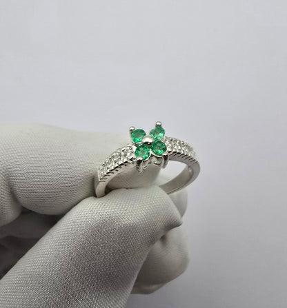 Bague argent 925 emeraudes colombiennes