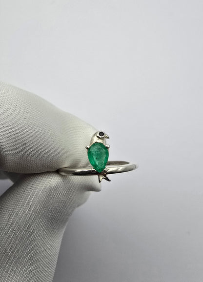 Bague argent 925 emeraude colombienne naturelle