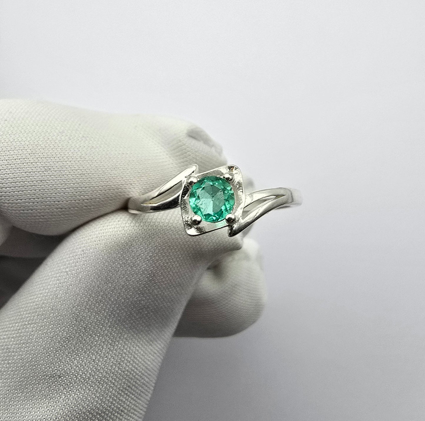 Bague argent 925 emeraude colombienne naturelle