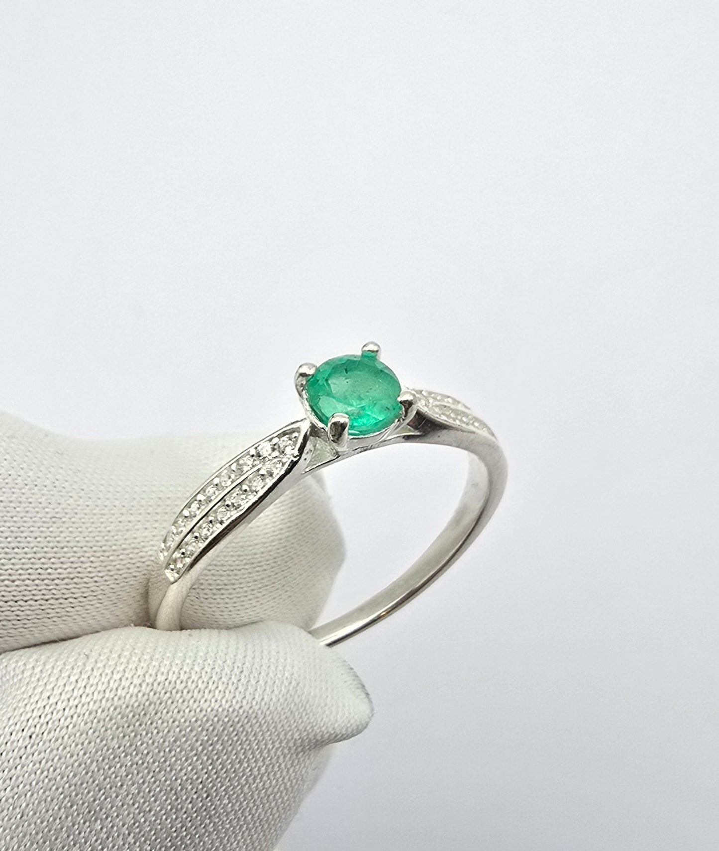Bague argent 925 emeraude colombienne naturelle