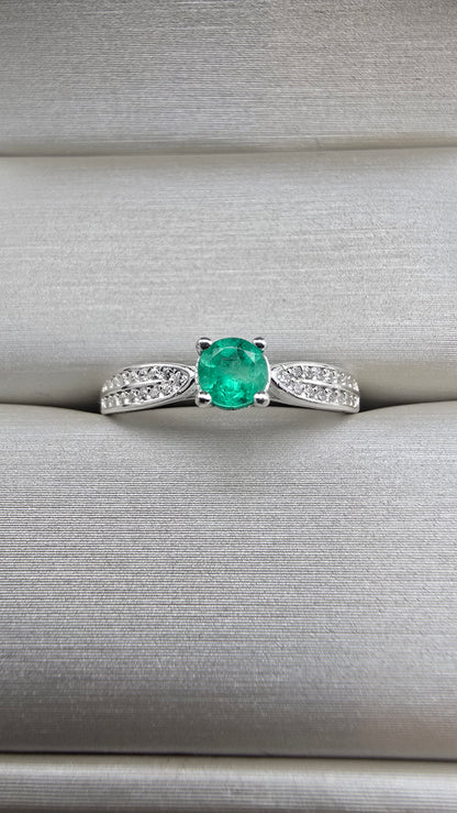 Bague argent 925 emeraude colombienne naturelle