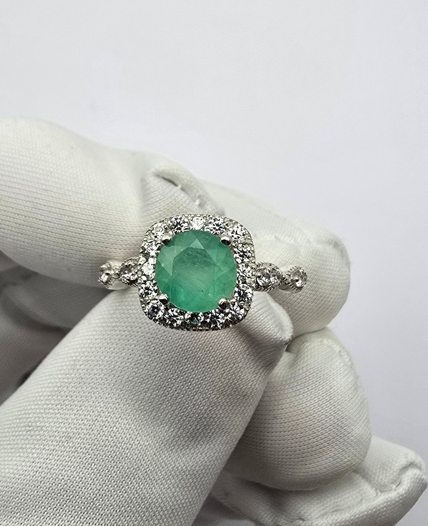 Bague argent 925 emeraude colombienne naturelle