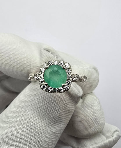 Bague argent 925 emeraude colombienne naturelle