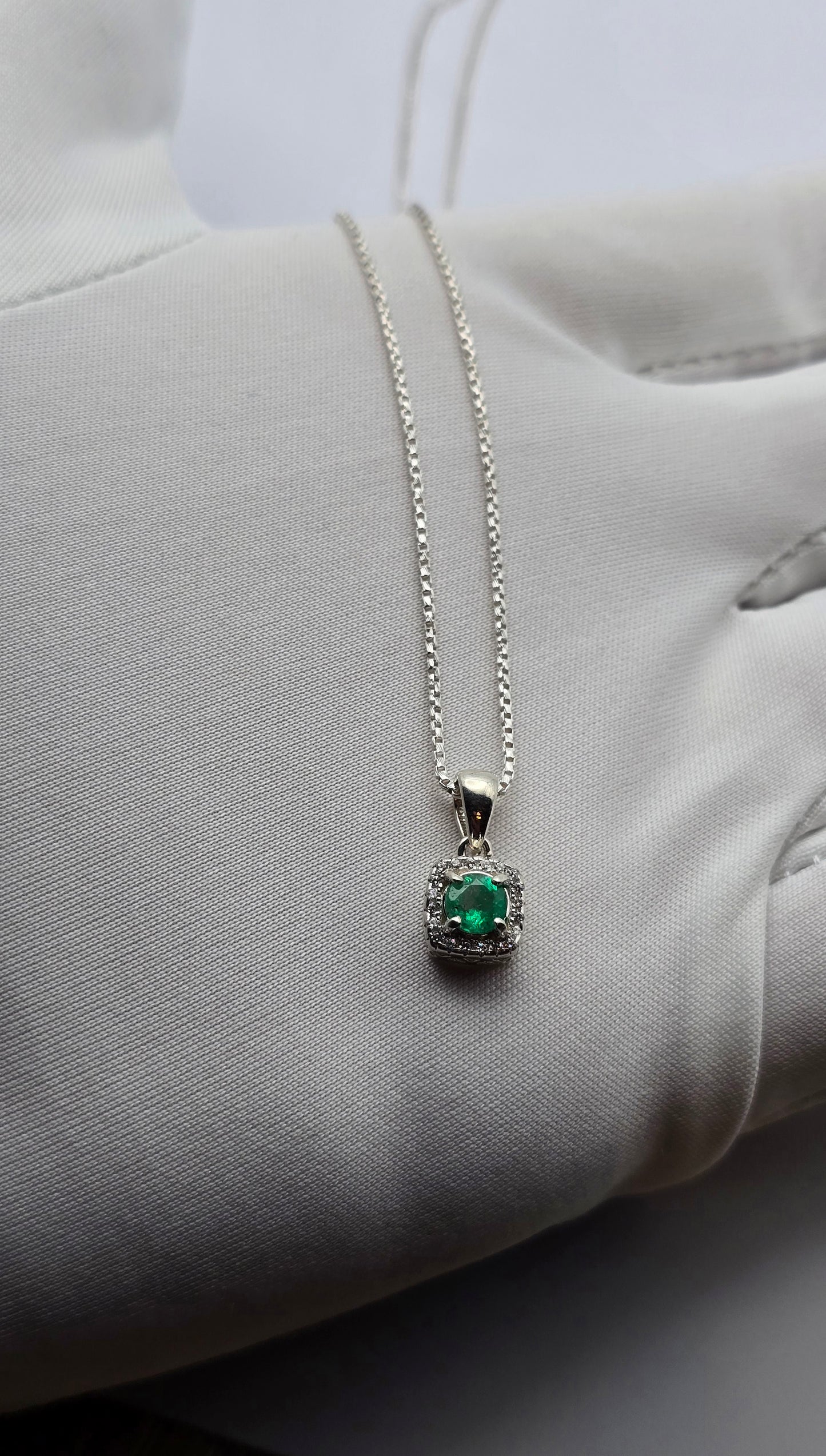 Collier argent 925 Emeraude Colombienne