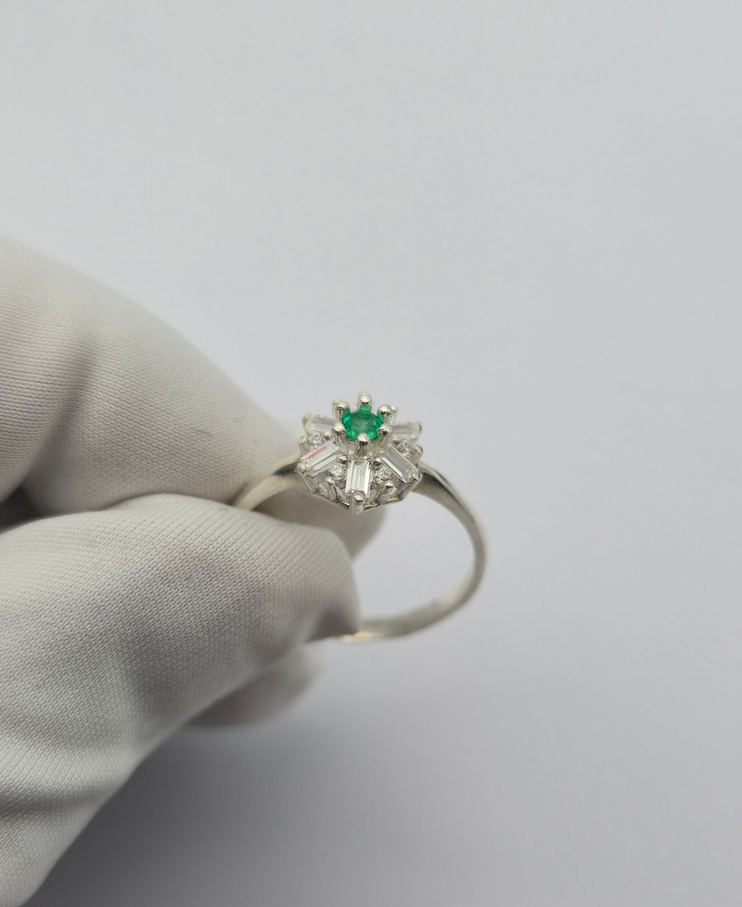 Bague argent 925 emeraude colombienne naturelle
