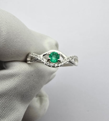 Bague argent 925 emeraude colombienne naturelle