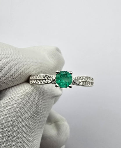 Bague argent 925 emeraude colombienne naturelle