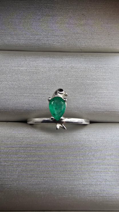 Bague argent 925 emeraude colombienne naturelle