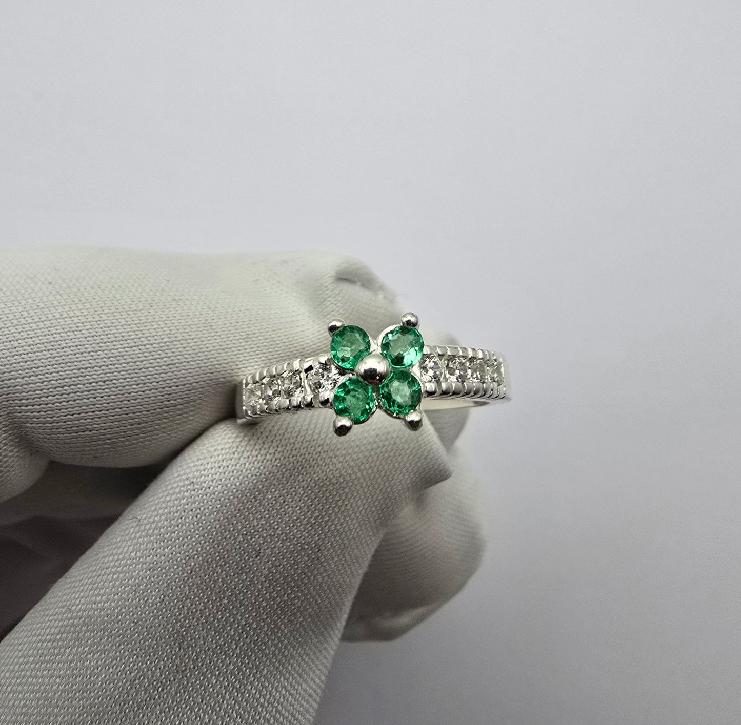 Bague argent 925 emeraudes colombiennes