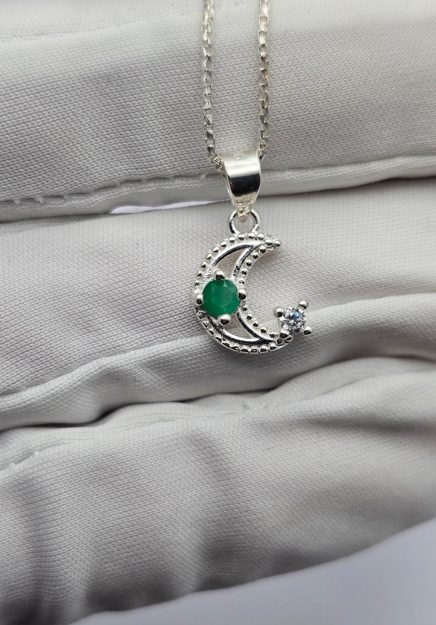 Pendentif argent 925 emeraude colombienne naturelle