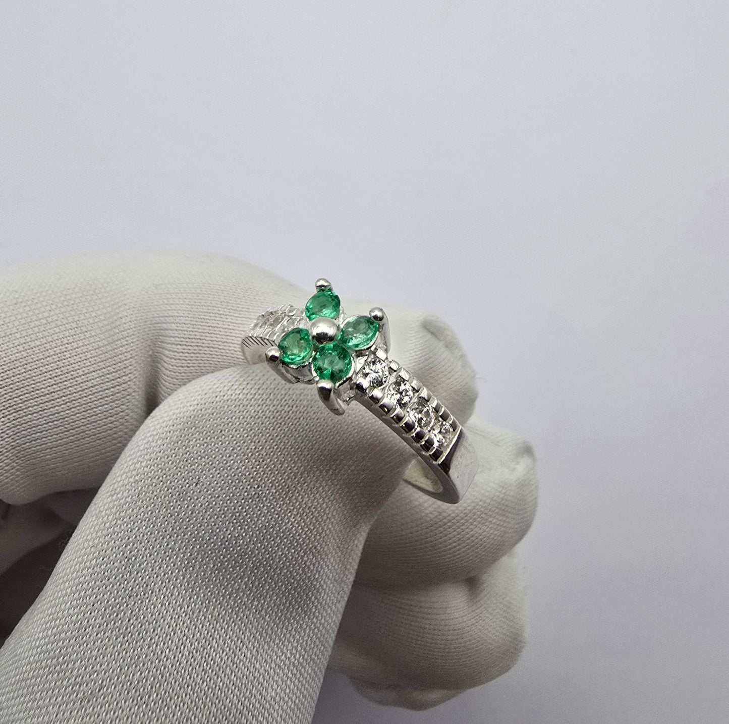 Bague argent 925 emeraudes colombiennes
