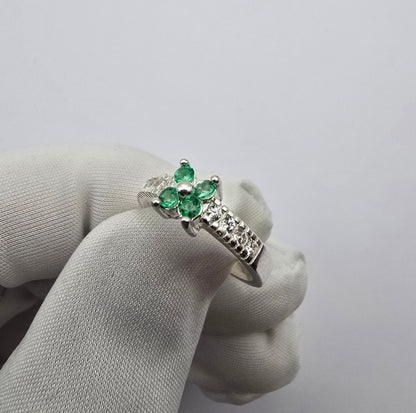 Bague argent 925 emeraudes colombiennes