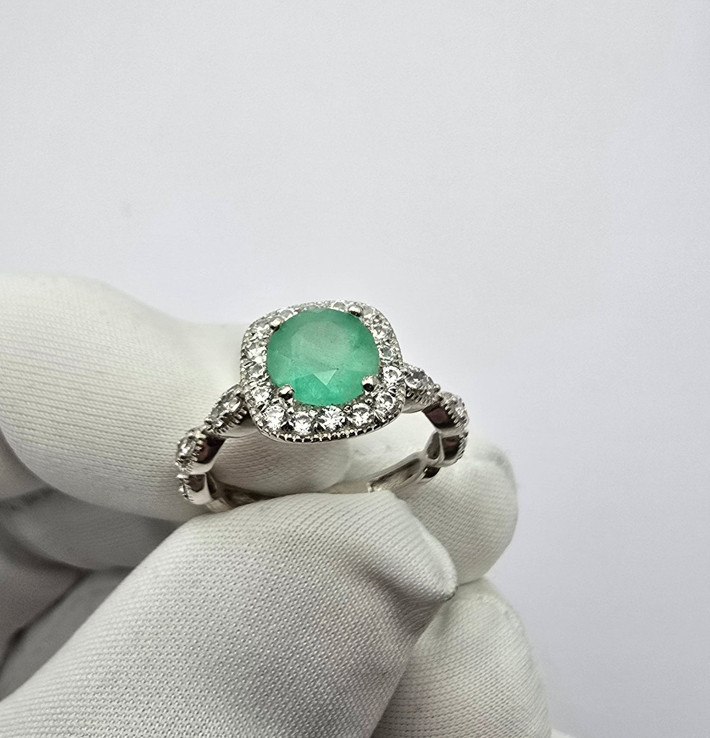 Bague argent 925 emeraude colombienne naturelle