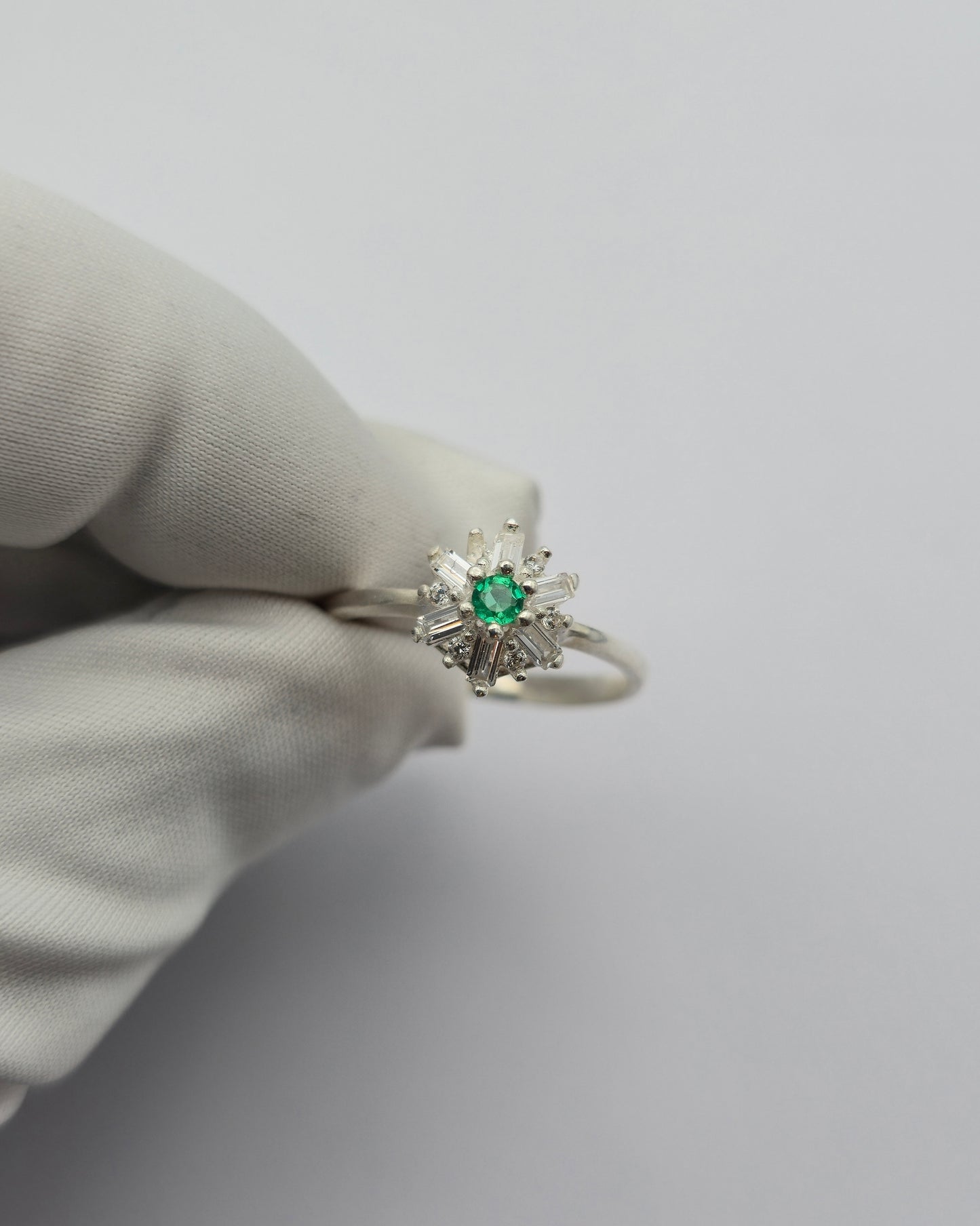 Bague argent 925 emeraude colombienne naturelle
