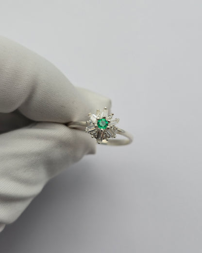 Bague argent 925 emeraude colombienne naturelle