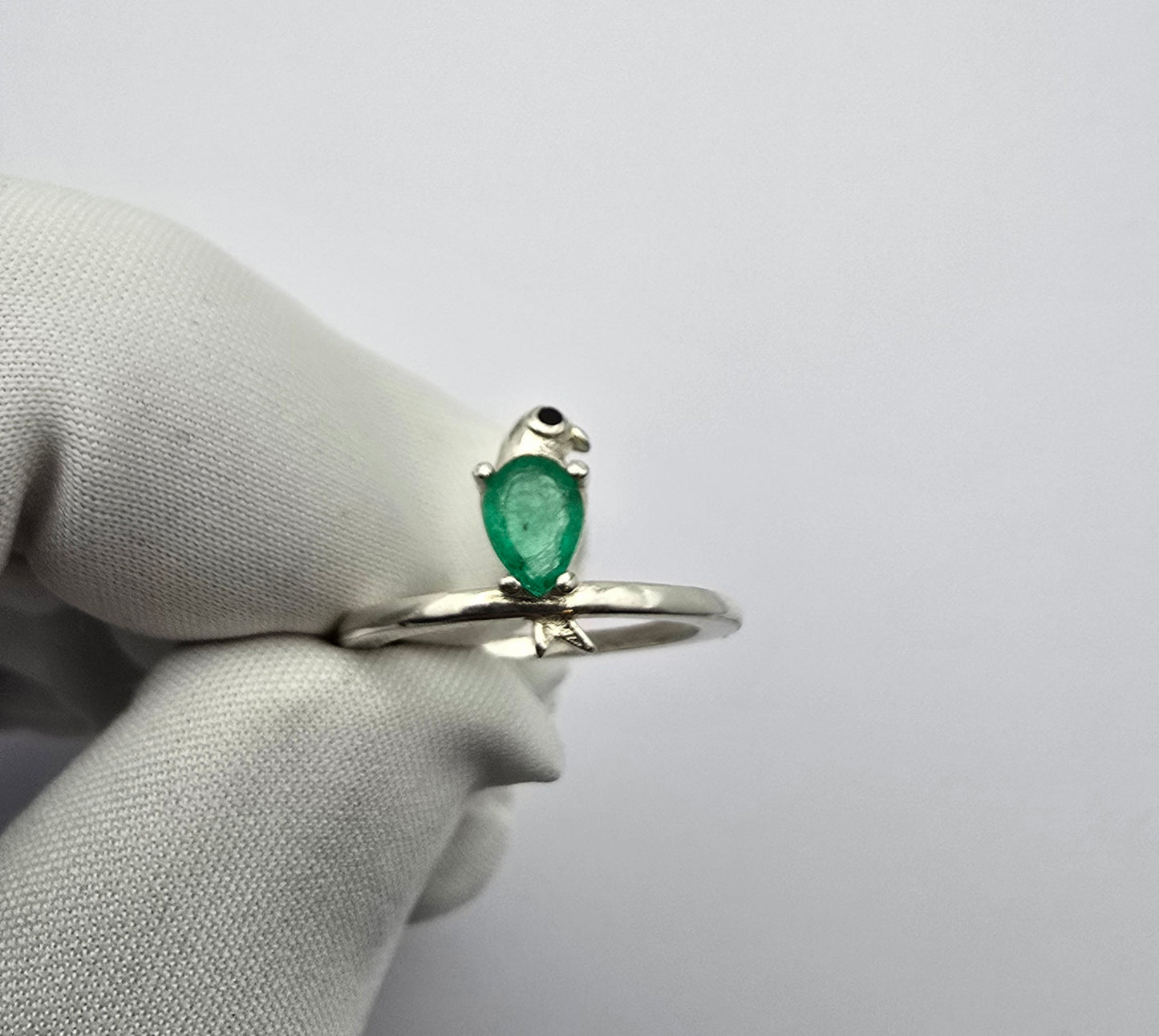 Bague argent 925 emeraude colombienne naturelle