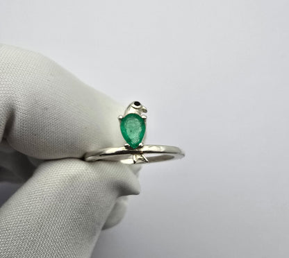 Bague argent 925 emeraude colombienne naturelle