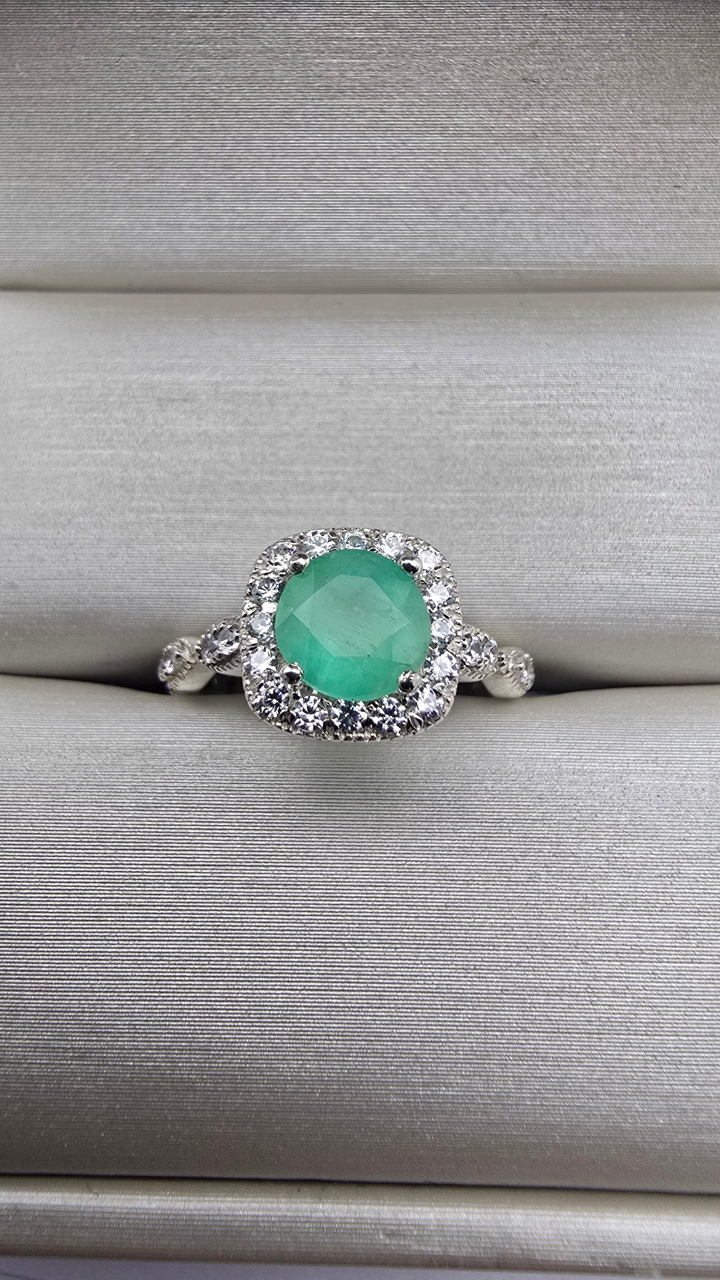 Bague argent 925 emeraude colombienne naturelle